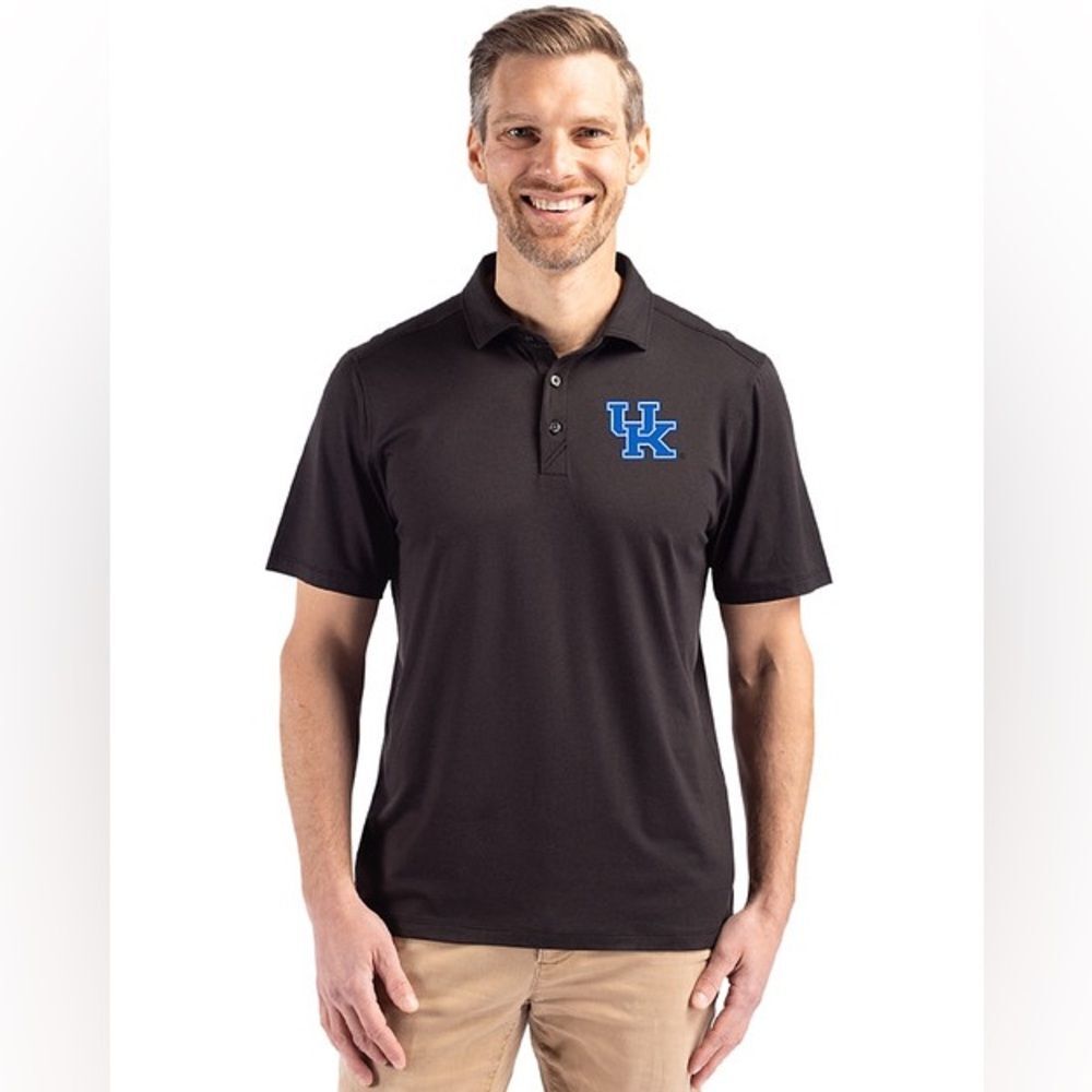 CUTTER & BUCK MENS BLUE STRIPE UK UNIVERSITY OF KENTUCKY WILDCAT DRI FIT GOLF M